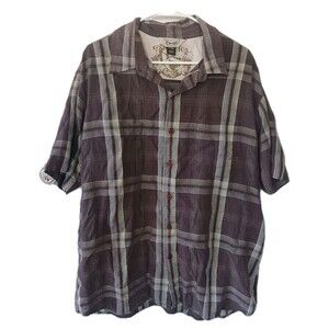 O'Neill Mens Button Up Shirt Size XL Brown Plaid Short Sleeve Y2K Surf Grunge